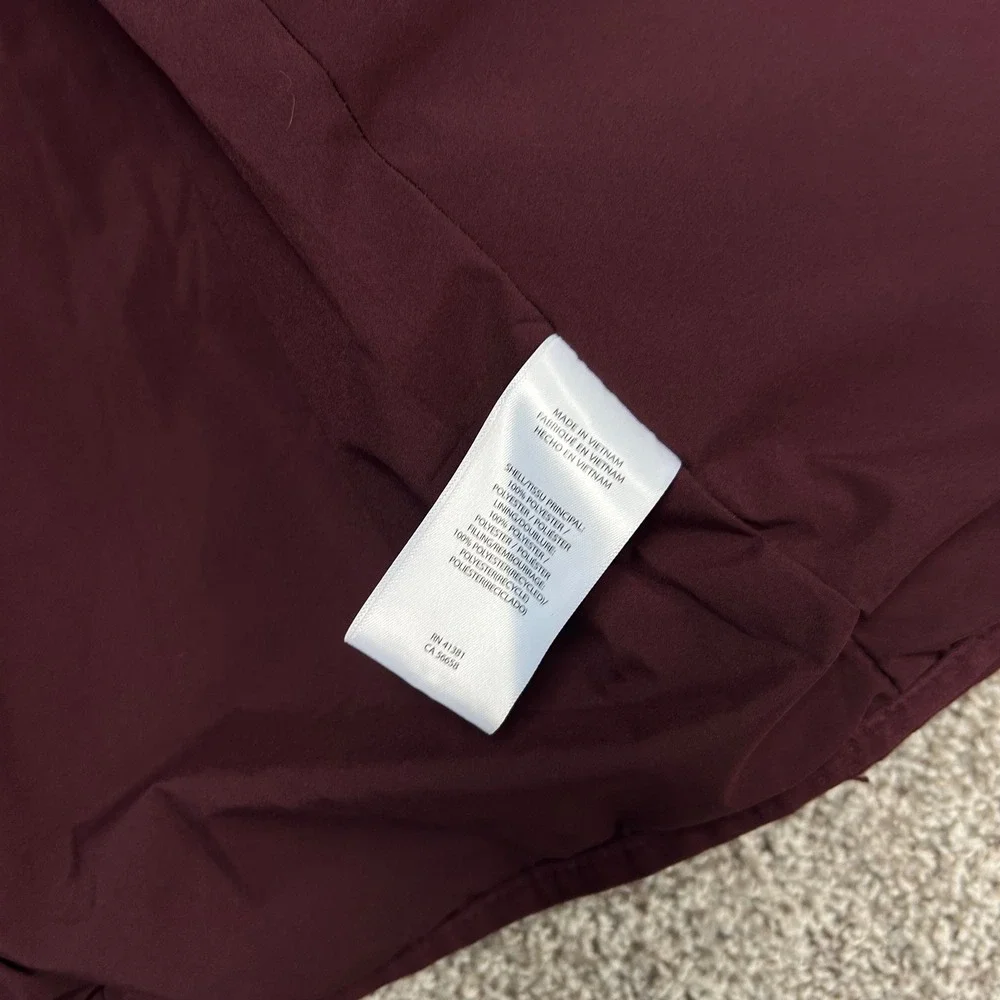 Lauren Ralph Lauren Women Medium Burgundy Quilted Puffer Jacket Hooded Full Zip